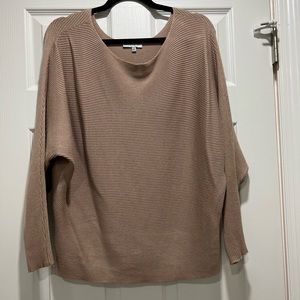 TAN RIBBED SWEATER TOP